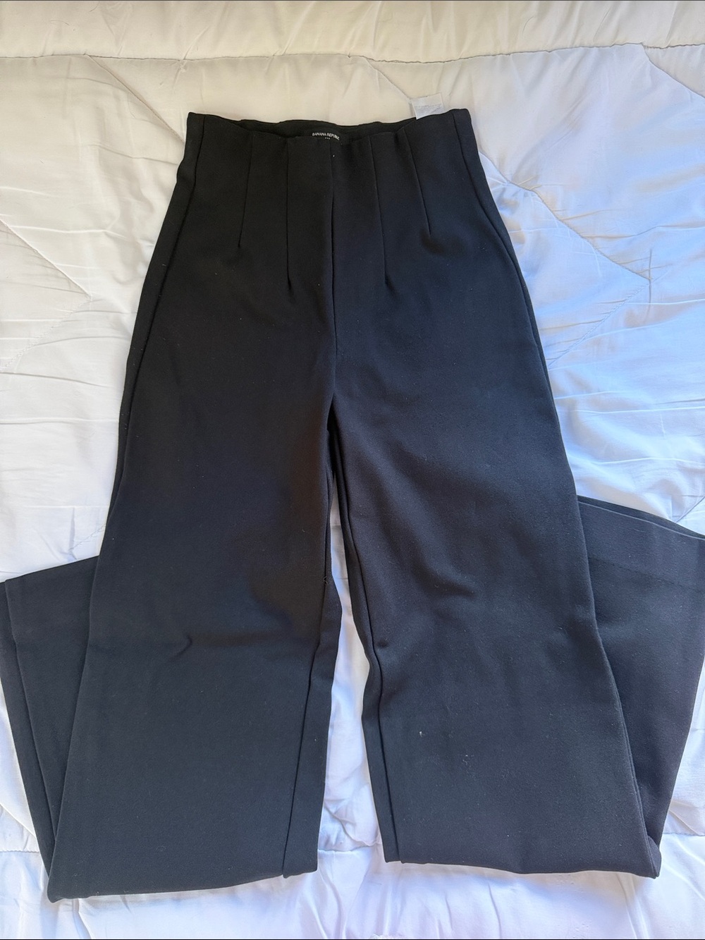 Banana Republic Black High-Rise Straight-Leg Tailored Trousers